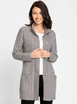 Longstrickjacke mit Einstrickmuster