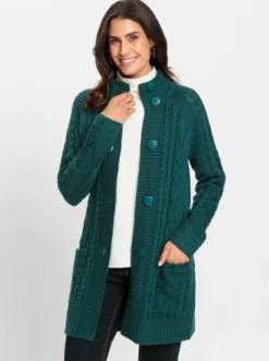 Longstrickjacke mit Einstrickmuster
