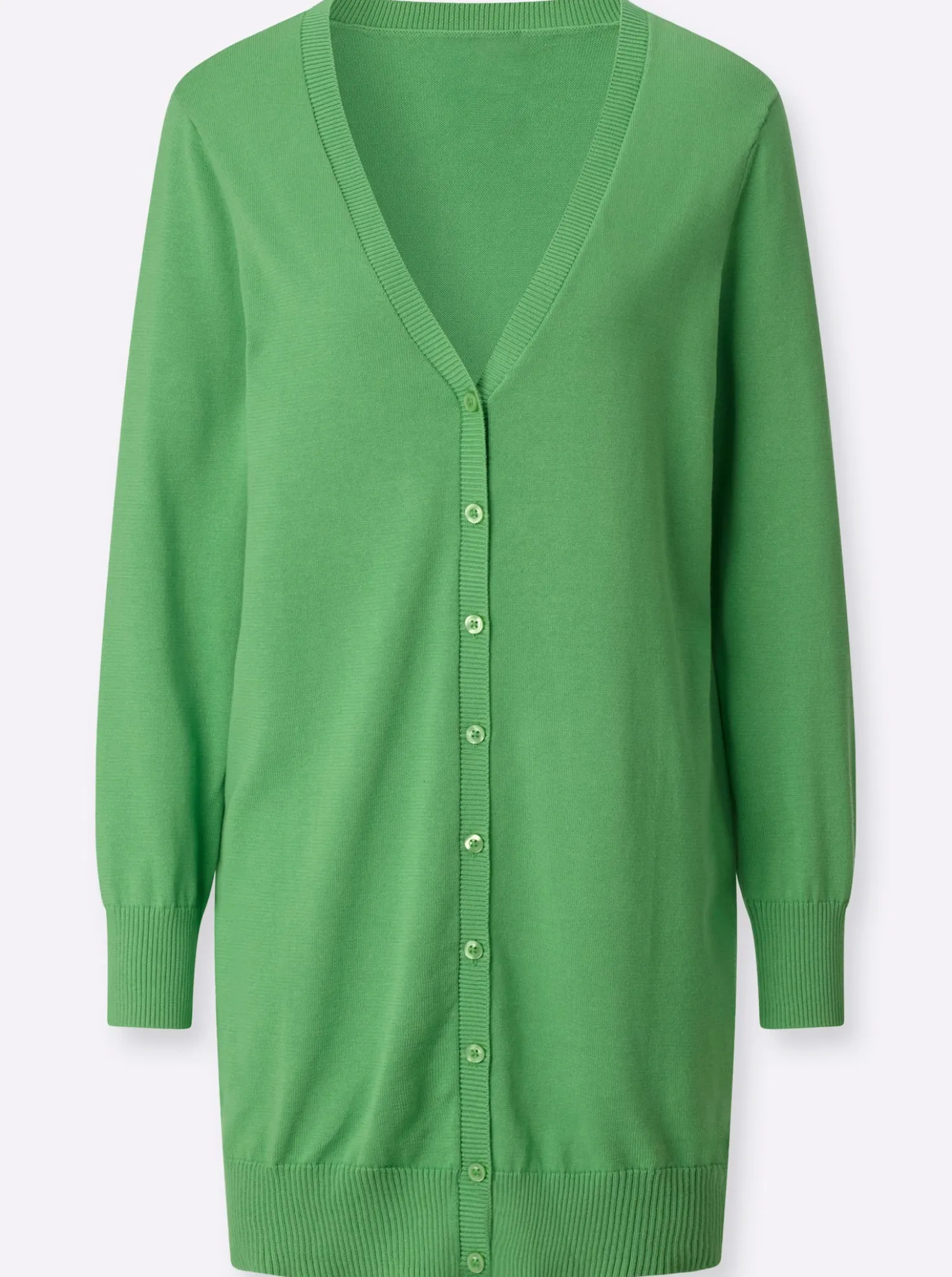 Longstrickjacke mit gerippten Bündchen