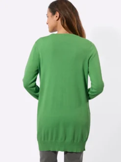 Longstrickjacke mit gerippten Bündchen
