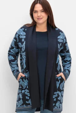 Longstrickjacke mit Jacquard-Muster
