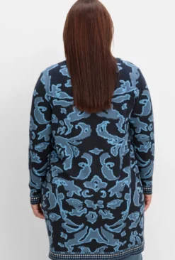 Longstrickjacke mit Jacquard-Muster