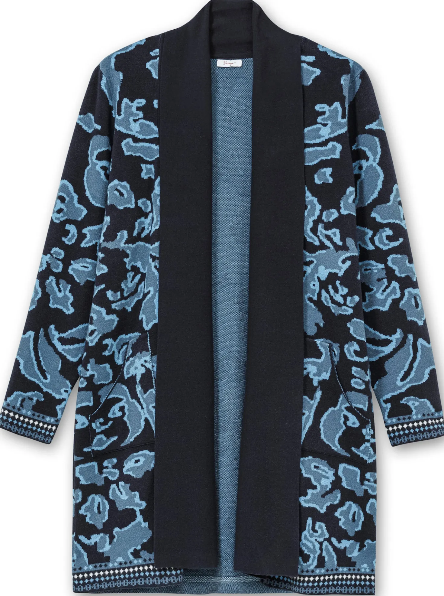 Longstrickjacke mit Jacquard-Muster