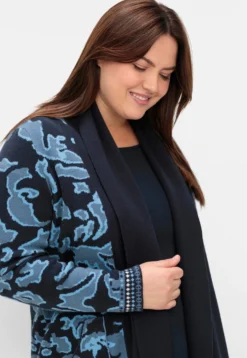Longstrickjacke mit Jacquard-Muster