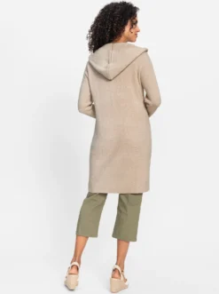 Longstrickjacke mit Kapuze