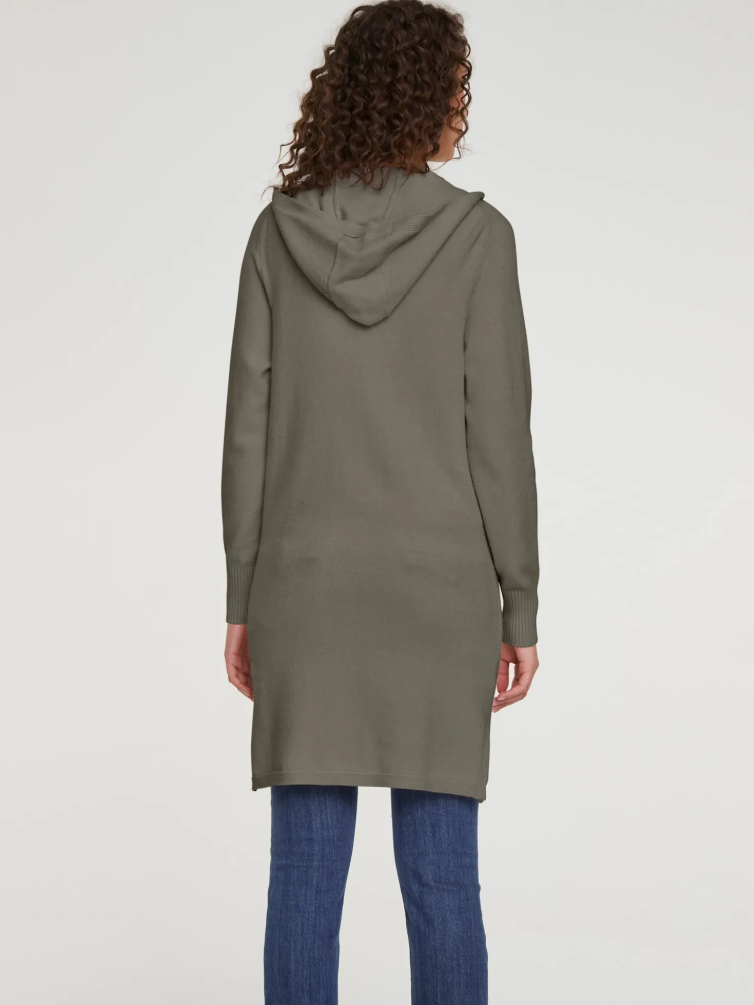 Longstrickjacke mit Kapuze