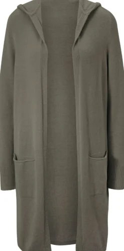 Longstrickjacke mit Kapuze
