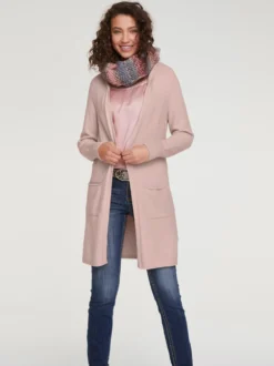 Longstrickjacke mit Kapuze