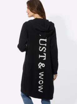Longstrickjacke mit Kapuze