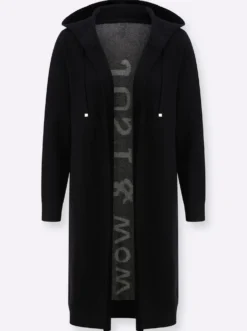 Longstrickjacke mit Kapuze