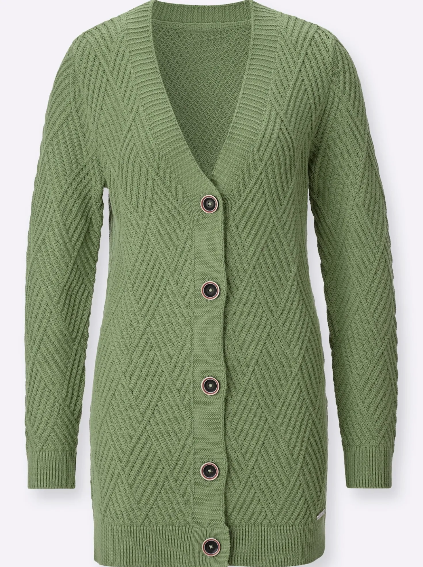Longstrickjacke mit Knöpfen in Hornoptik
