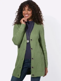 Longstrickjacke mit Knöpfen in Hornoptik