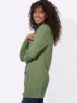 Longstrickjacke mit Knöpfen in Hornoptik
