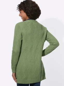 Longstrickjacke mit Knöpfen in Hornoptik