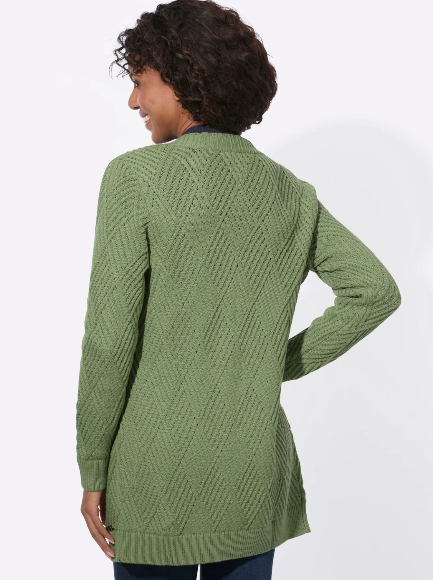 Longstrickjacke mit Knöpfen in Hornoptik