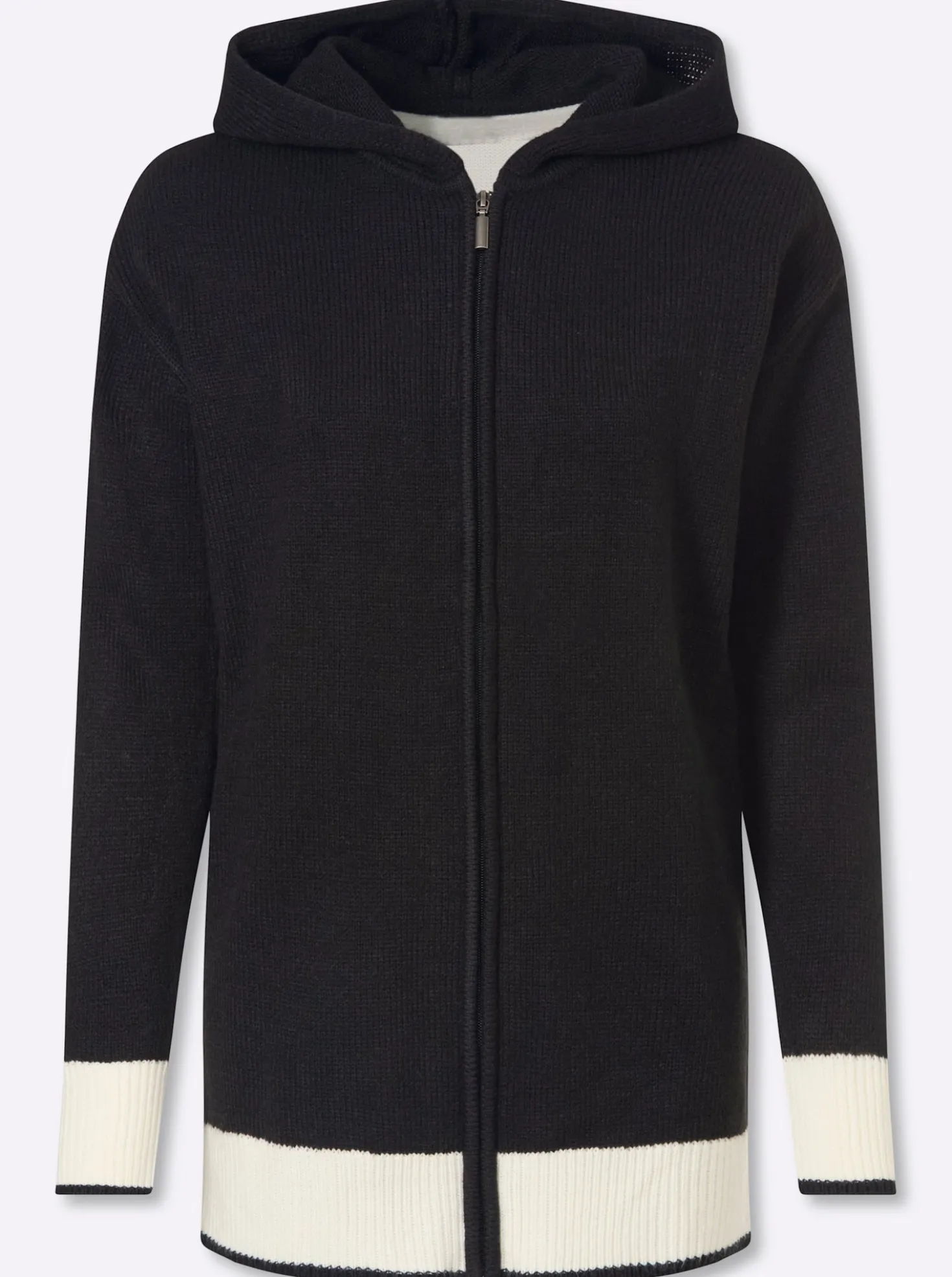 Longstrickjacke mit Kontrasten