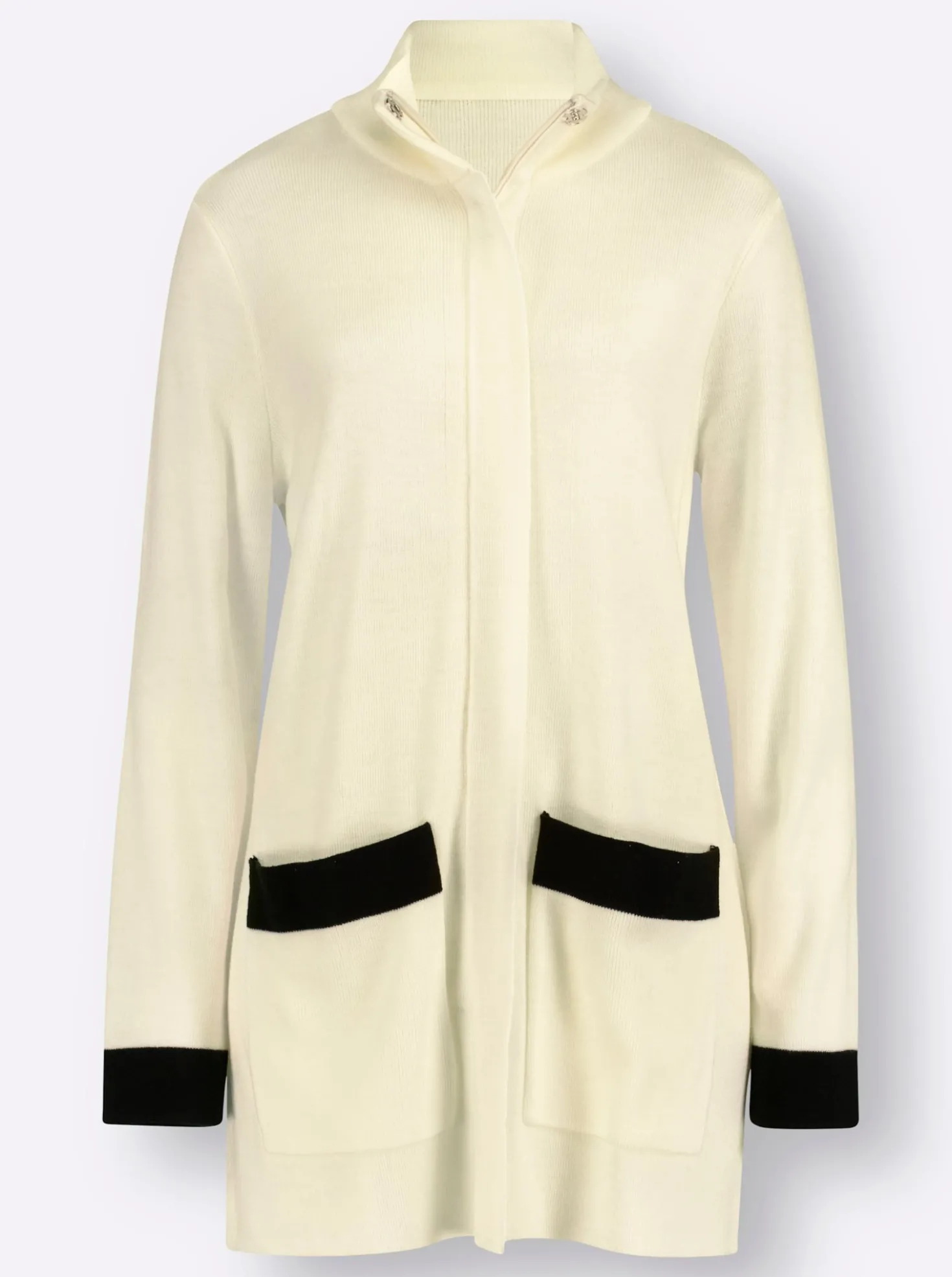 Longstrickjacke mit Reißverschluss