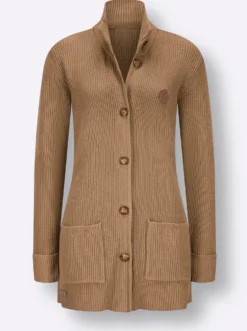 Longstrickjacke mit Stehkragen