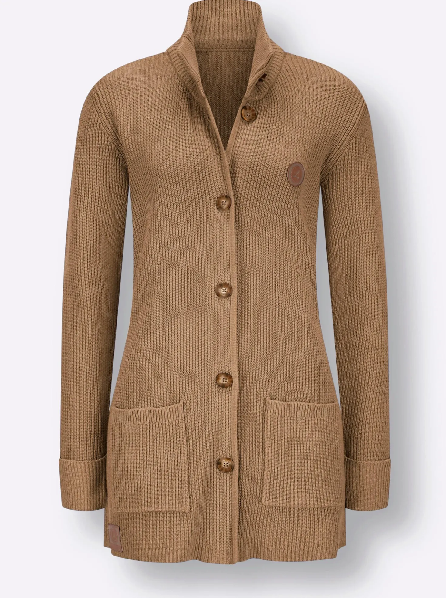 Longstrickjacke mit Stehkragen