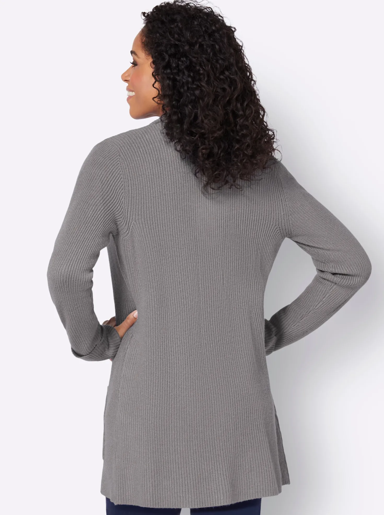 Longstrickjacke mit Stehkragen