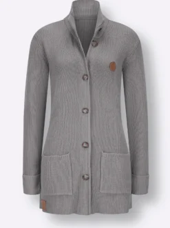 Longstrickjacke mit Stehkragen