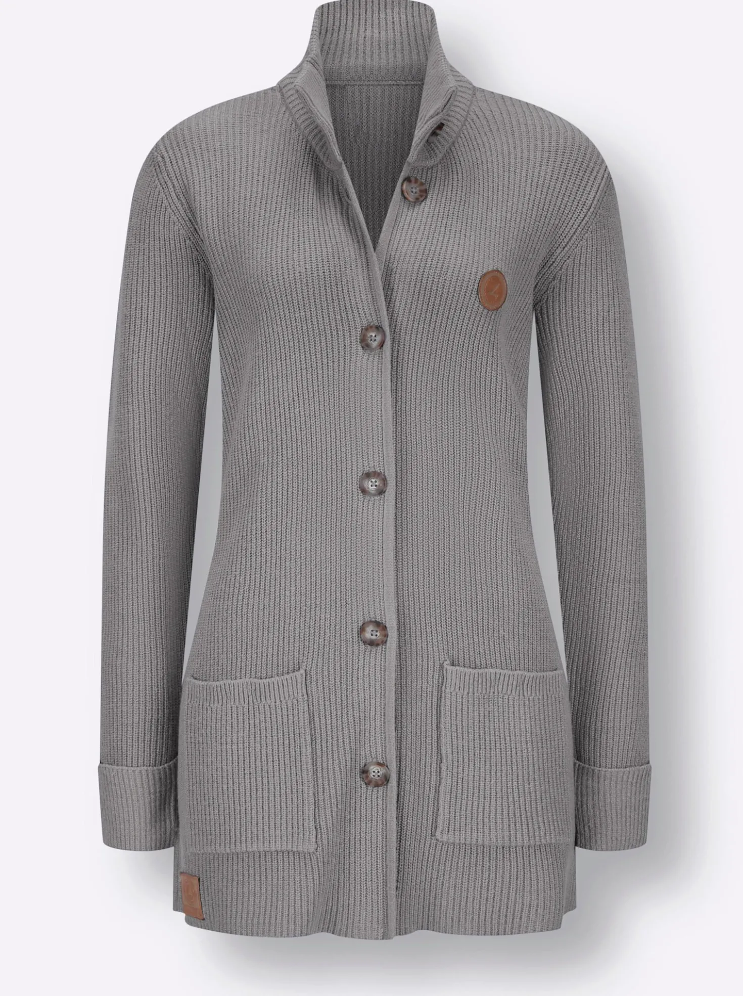 Longstrickjacke mit Stehkragen