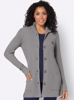 Longstrickjacke mit Stehkragen
