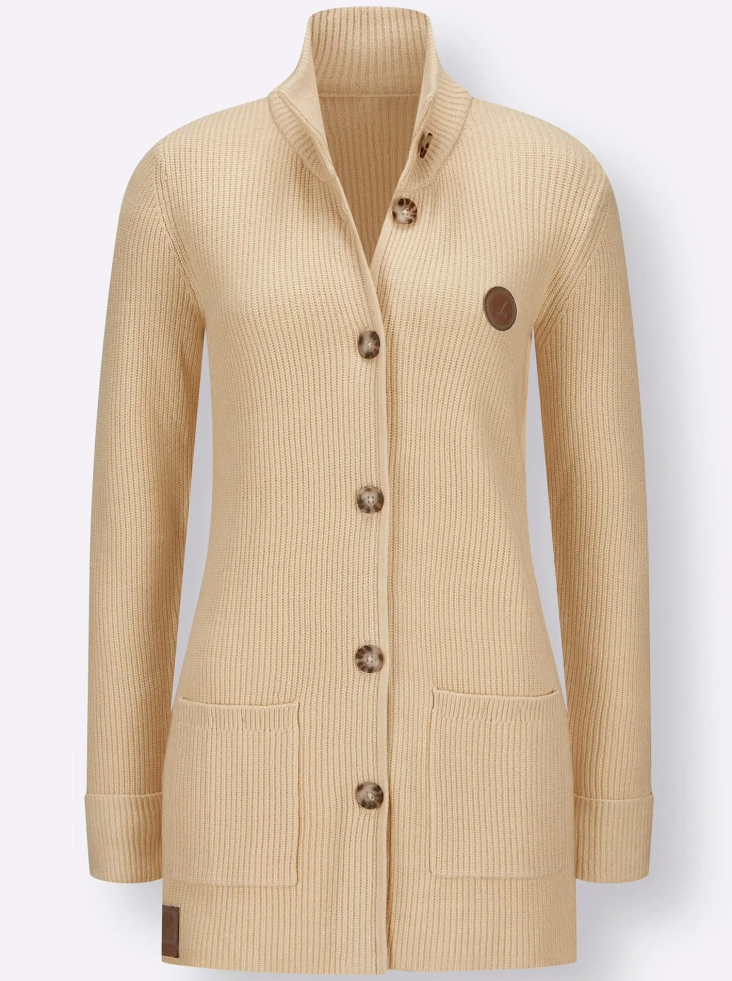 Longstrickjacke mit Stehkragen