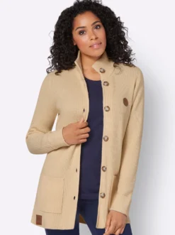 Longstrickjacke mit Stehkragen