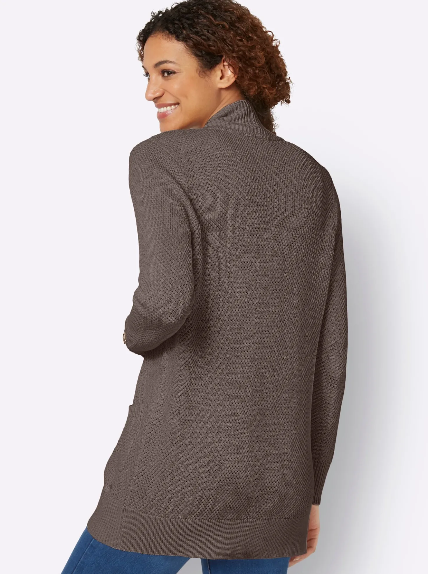 Longstrickjacke mit Struktur-Muster