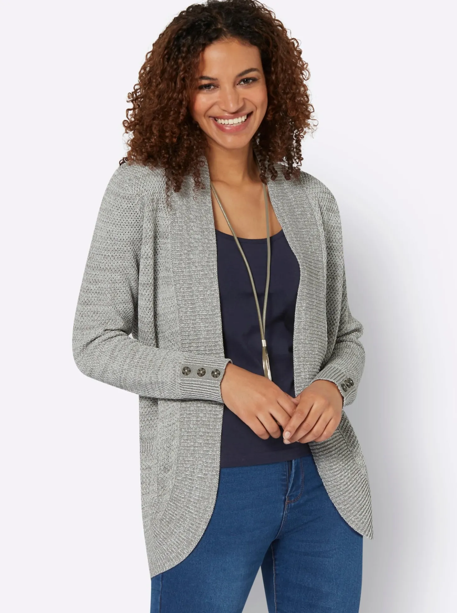 Longstrickjacke mit Struktur-Muster