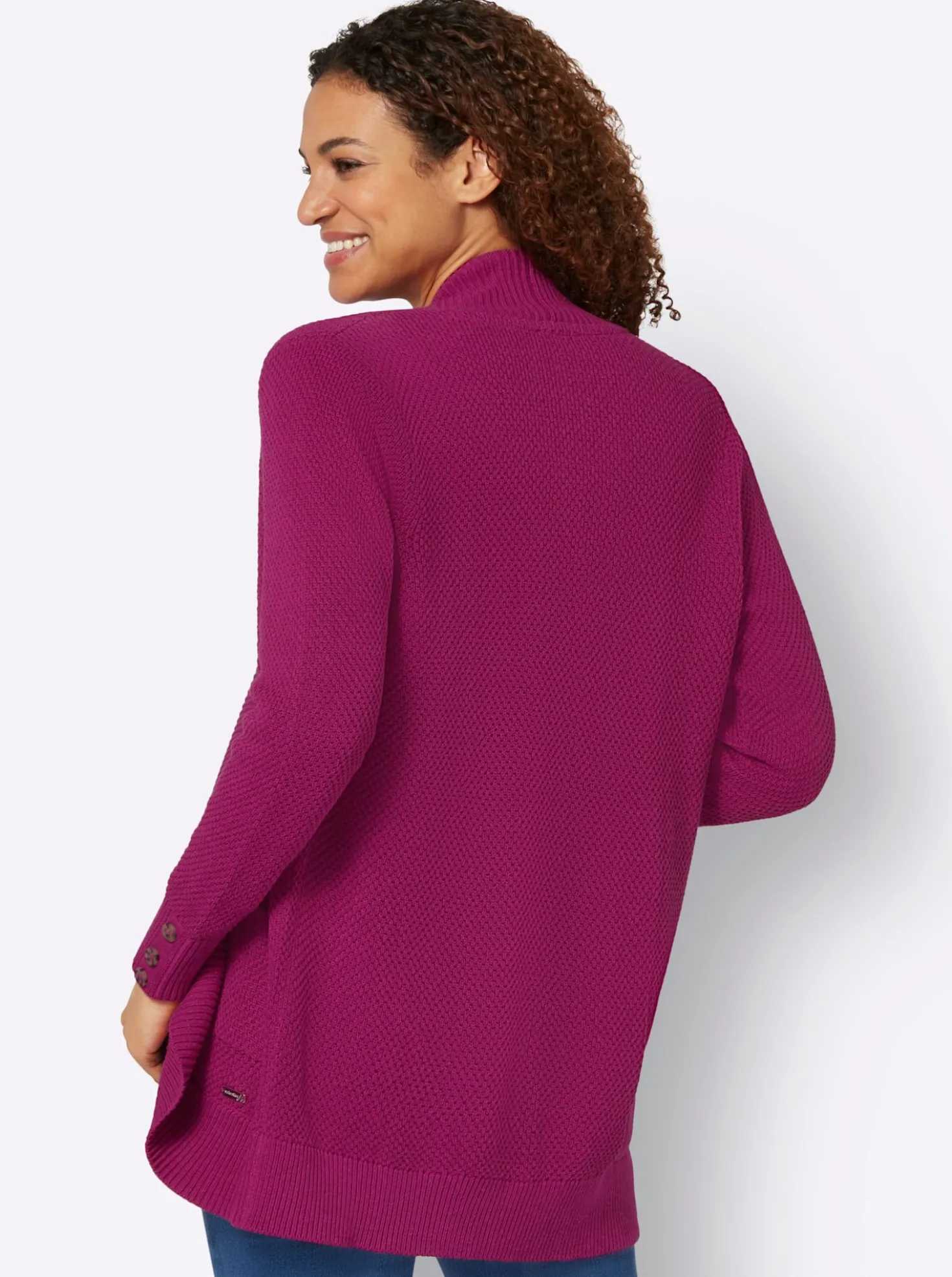 Longstrickjacke mit Struktur-Muster