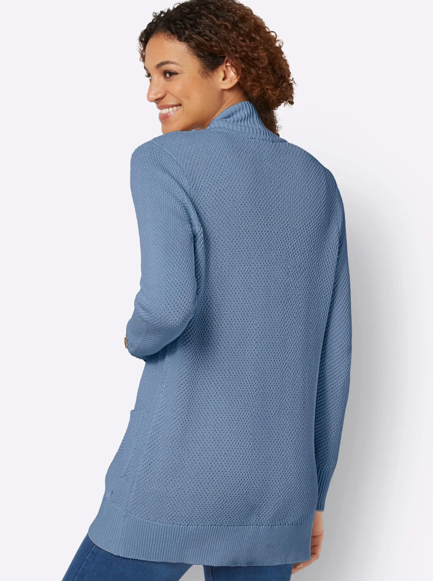 Longstrickjacke mit Struktur-Muster