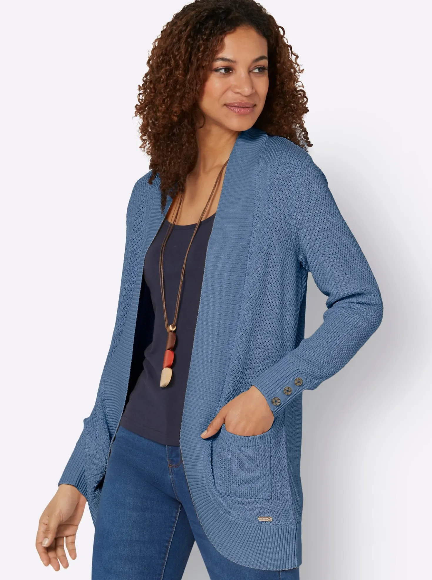 Longstrickjacke mit Struktur-Muster