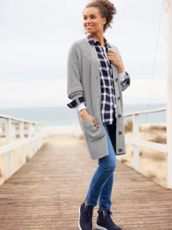 Longstrickjacke mit 2 Taschen