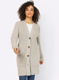Longstrickjacke mit 2 Taschen