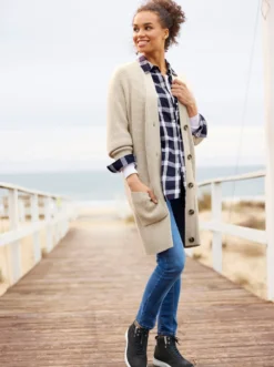 Longstrickjacke mit 2 Taschen