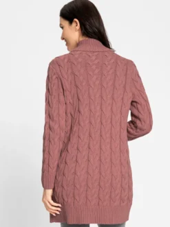 Longstrickjacke mit Zopfmuster