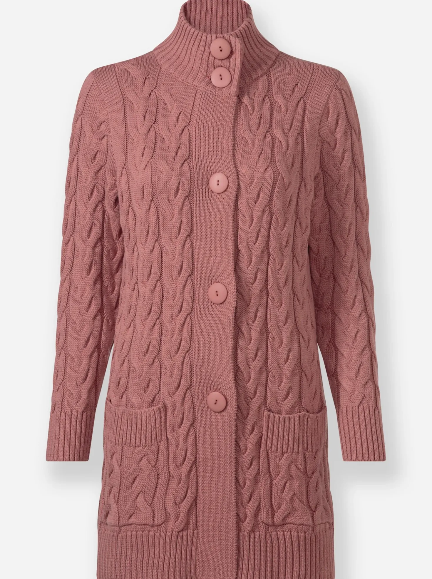 Longstrickjacke mit Zopfmuster