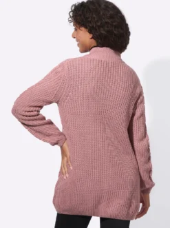 Longstrickjacke mit Zopfmuster