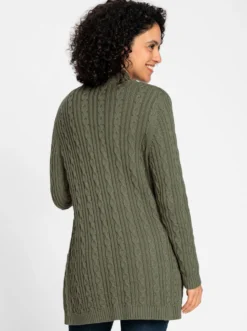 Longstrickjacke mit Zopfmuster