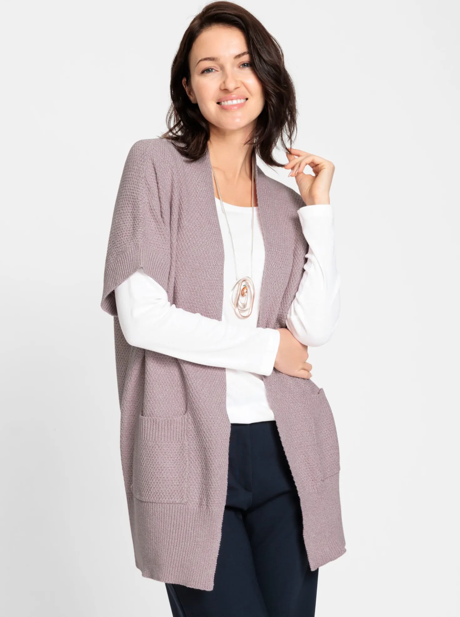 Longstrickjacke , verschlusslos