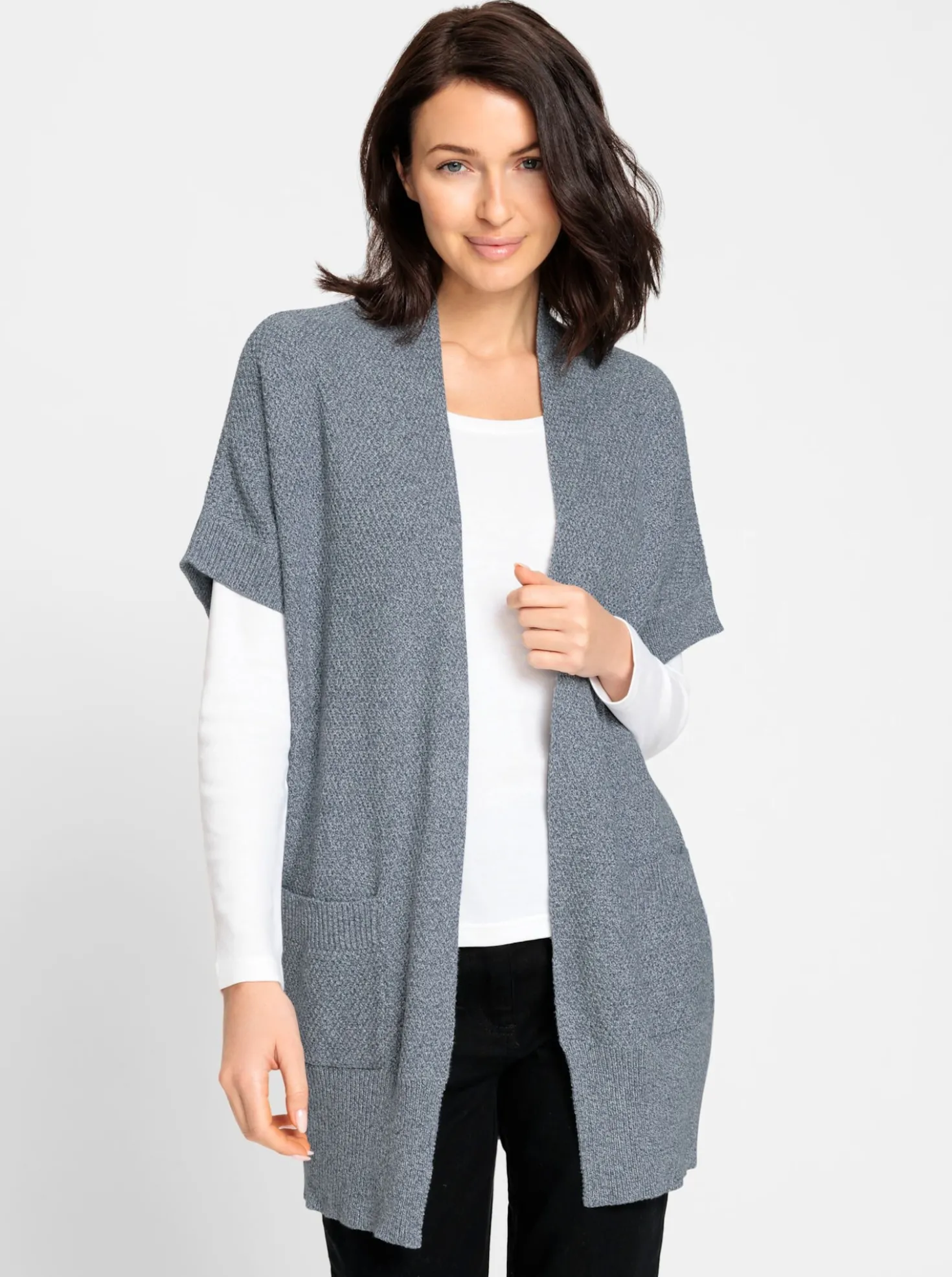 Longstrickjacke , verschlusslos