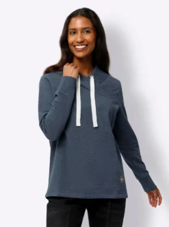 Longsweatshirt mit asymmetrischem Kragen