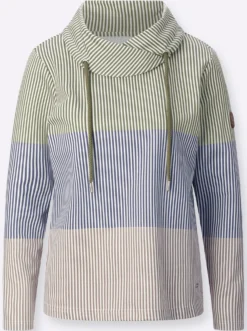 Longsweatshirt mit halsfernem Rollkragen