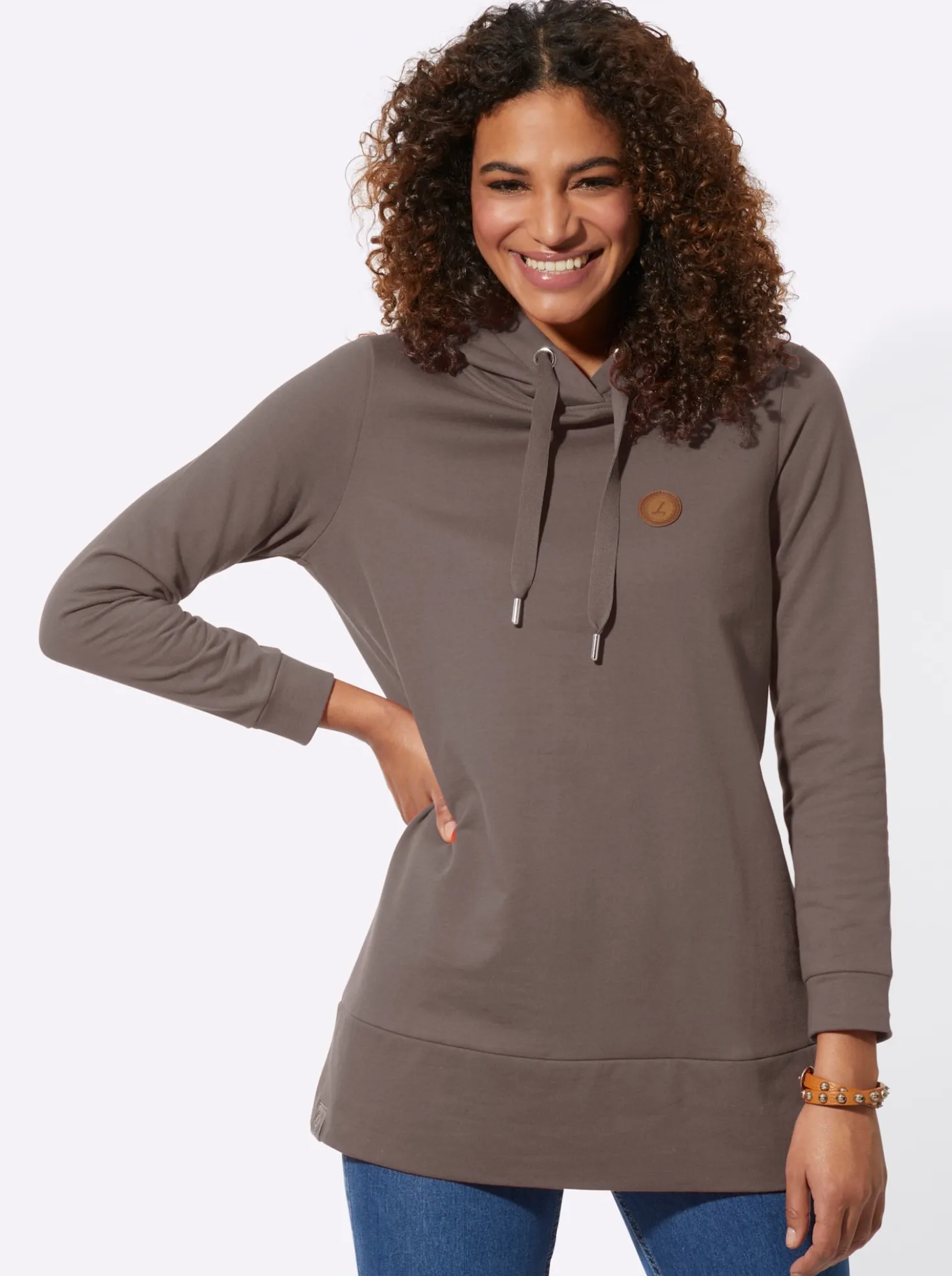 Longsweatshirt mit Kapuze