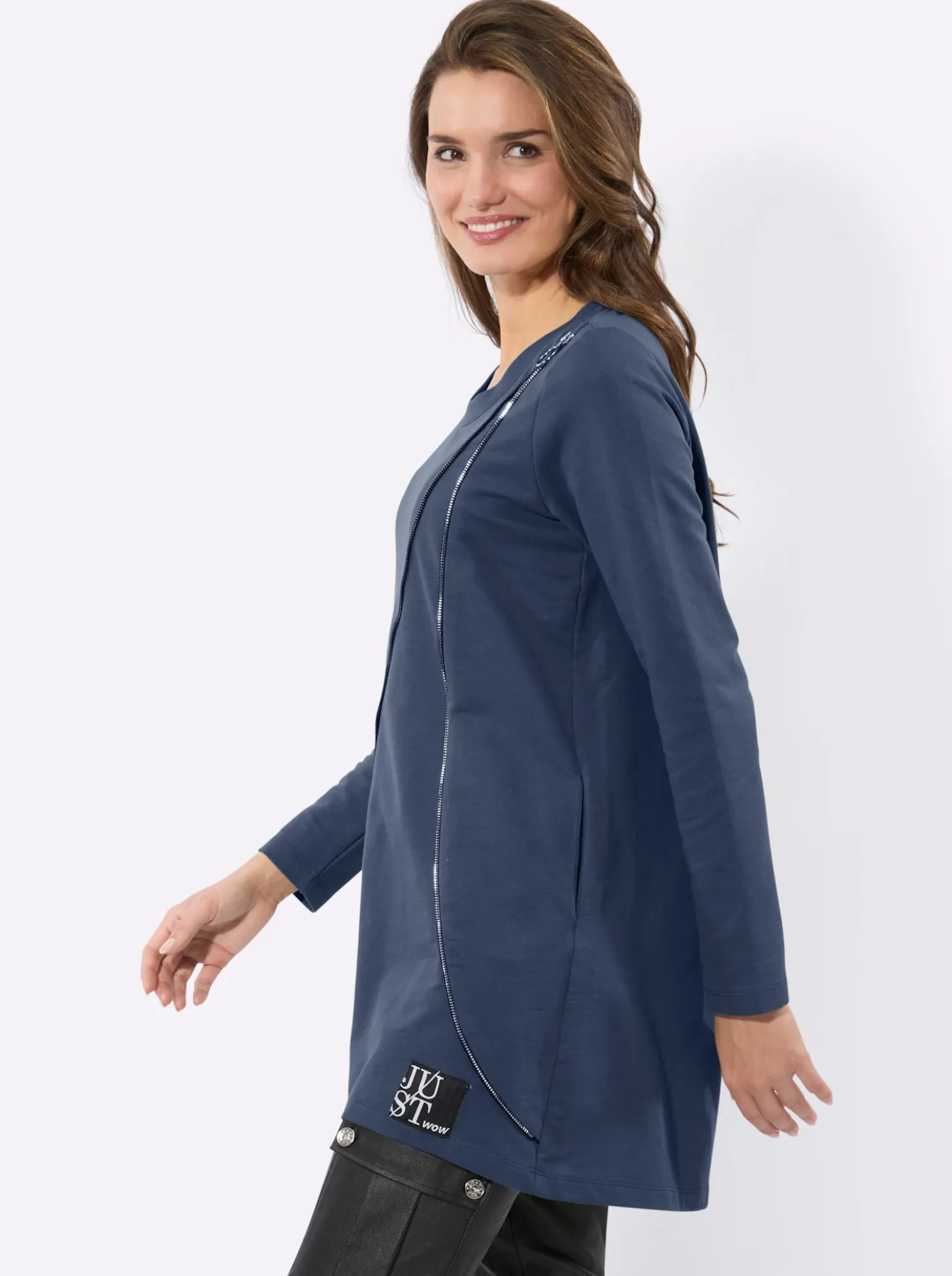 Longsweatshirt mit Zierreißverschluss
