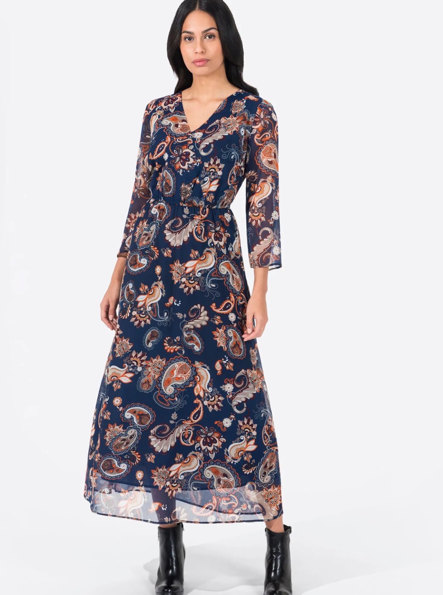 Maxikleid aus Chiffon, mit Floral-Print