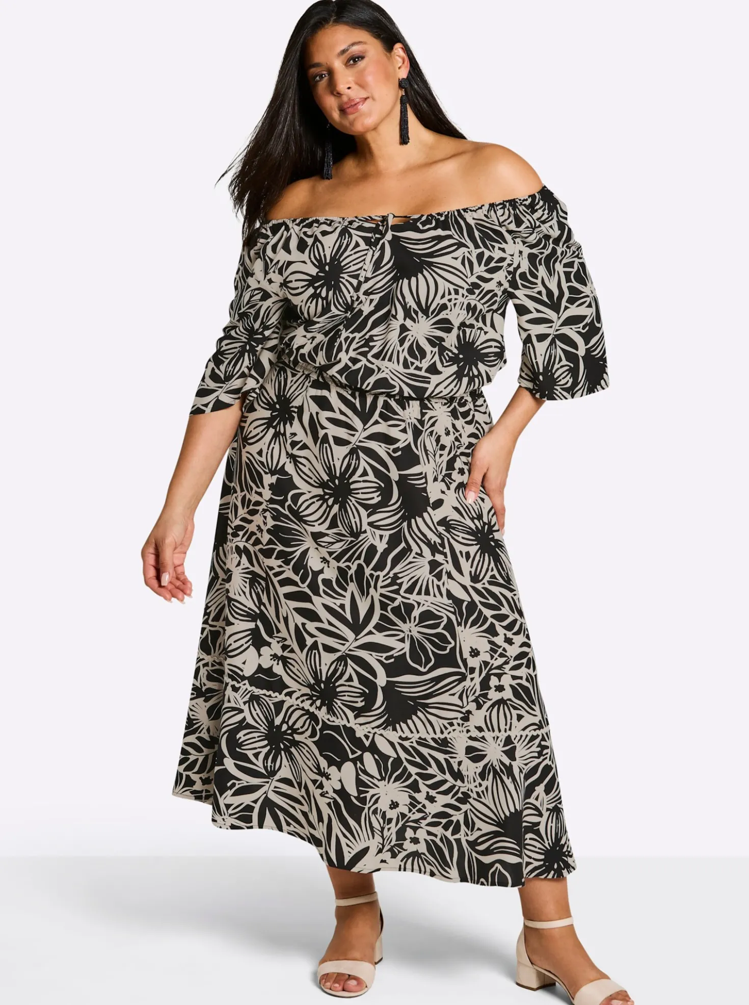 Maxikleid mit floralem Alloverdruck