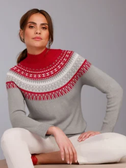 Norwegerpullover mit Jacquard-Strick